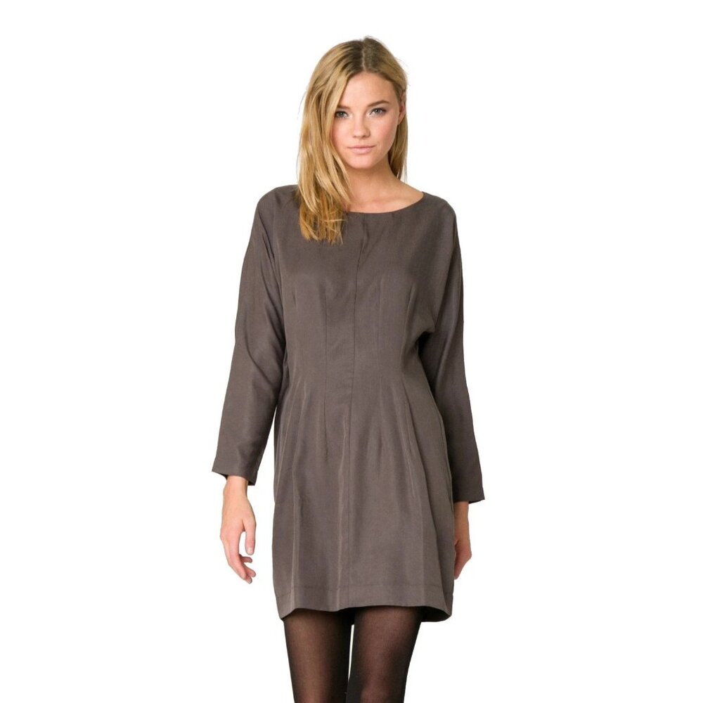 Share NWOT Size Medium Anthropologie Mo:vint Charcoal Gray Dolman Tencel Dress N